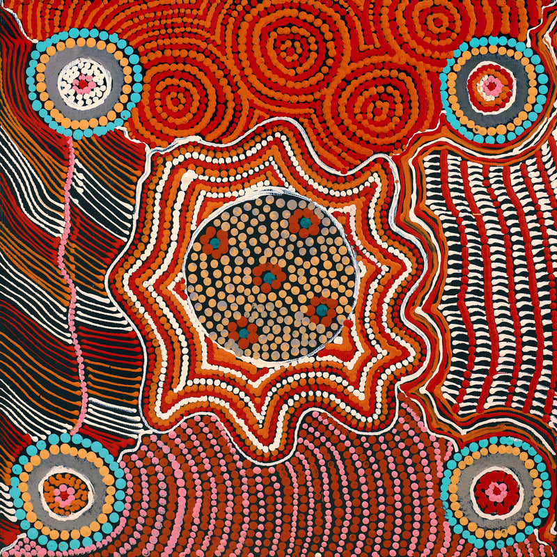 Aboriginal Artwork by Maggie Napangardi Williams, Janmarda Jukurrpa (Bush Onion Dreaming), 30x30cm