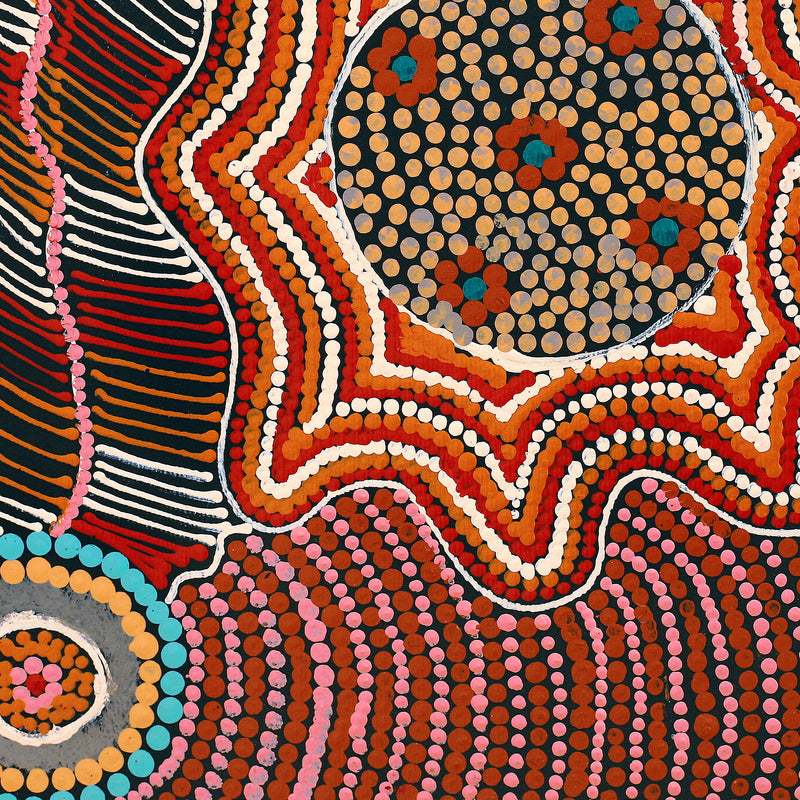 Aboriginal Artwork by Maggie Napangardi Williams, Janmarda Jukurrpa (Bush Onion Dreaming), 30x30cm