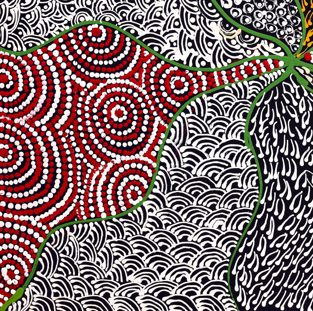 Aboriginal Artwork by Maggie Napangardi Williams, Janmarda Jukurrpa (Bush Onion Dreaming), 40x40cm