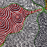Aboriginal Artwork by Maggie Napangardi Williams, Janmarda Jukurrpa (Bush Onion Dreaming), 40x40cm