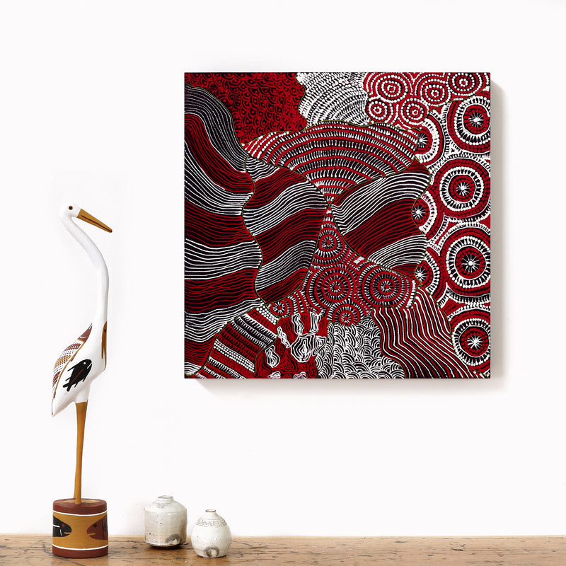 Aboriginal Artwork by Maggie Napangardi Williams, Janmarda Jukurrpa (Bush Onion Dreaming), 40x40cm