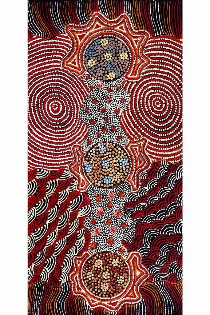 Aboriginal Artwork by Maggie Napangardi Williams, Janmarda Jukurrpa (Bush Onion Dreaming), 61x30cm