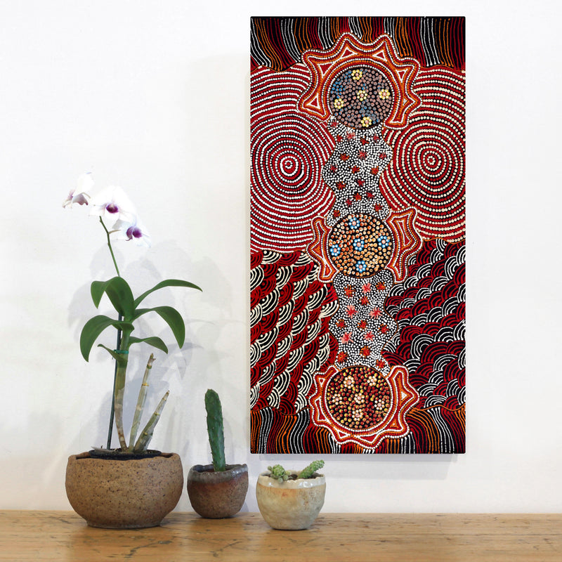 Aboriginal Artwork by Maggie Napangardi Williams, Janmarda Jukurrpa (Bush Onion Dreaming), 61x30cm
