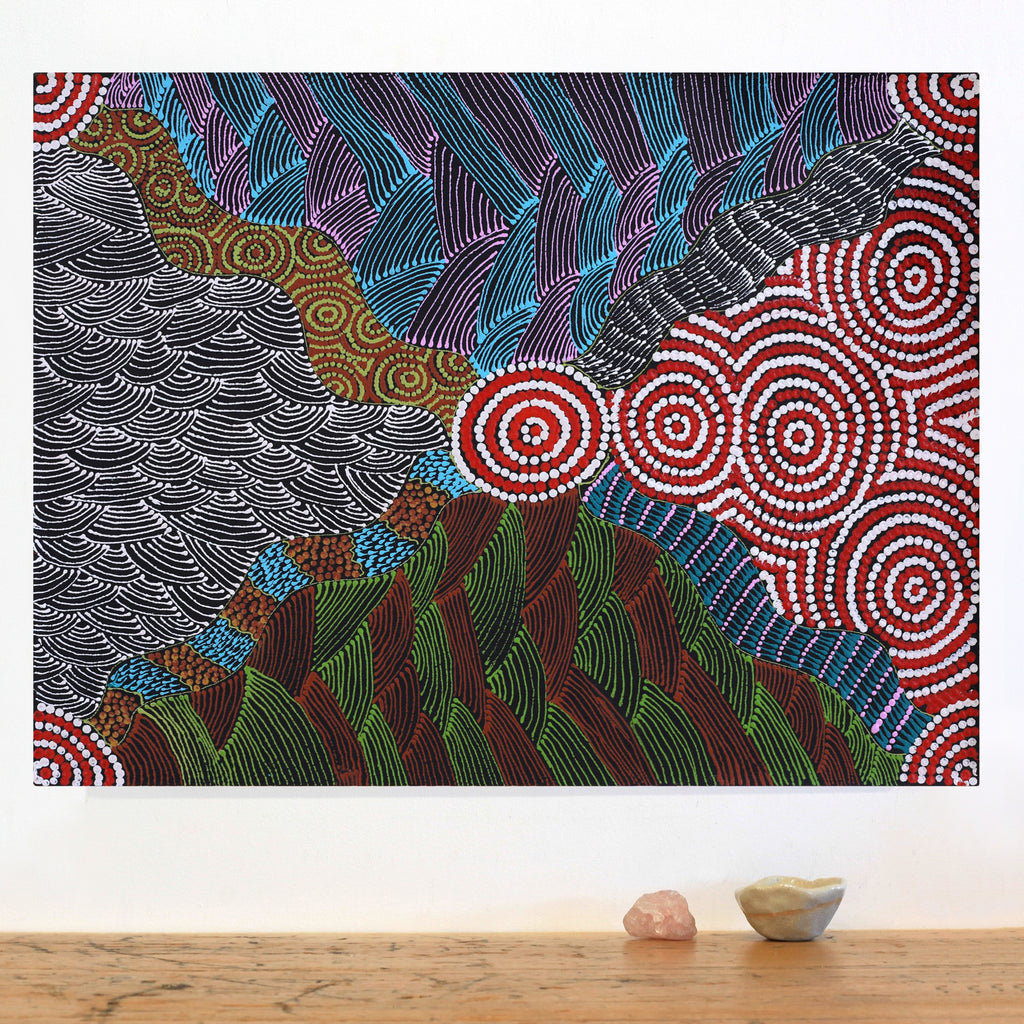 Aboriginal Artwork by Maggie Napangardi Williams, Janmarda Jukurrpa (Bush Onion Dreaming), 61x46cm