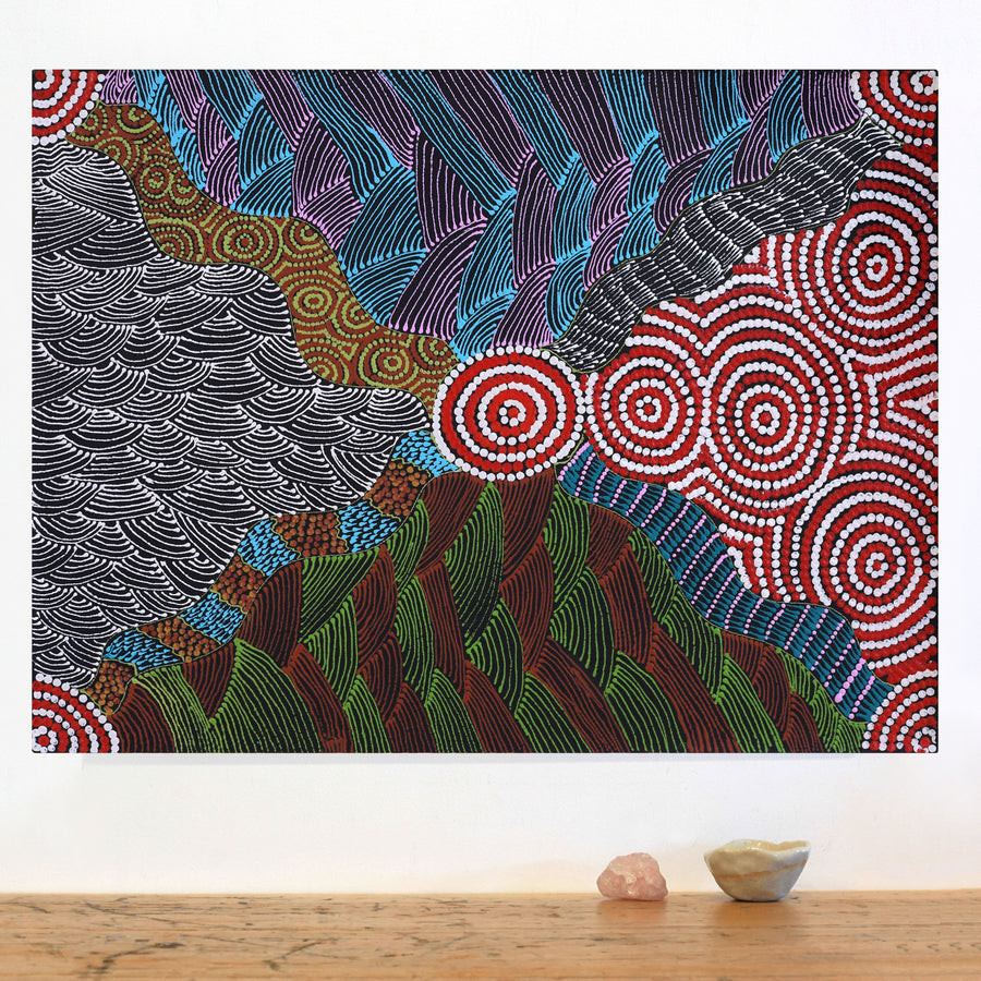 Aboriginal Artwork by Maggie Napangardi Williams, Janmarda Jukurrpa (Bush Onion Dreaming), 61x46cm