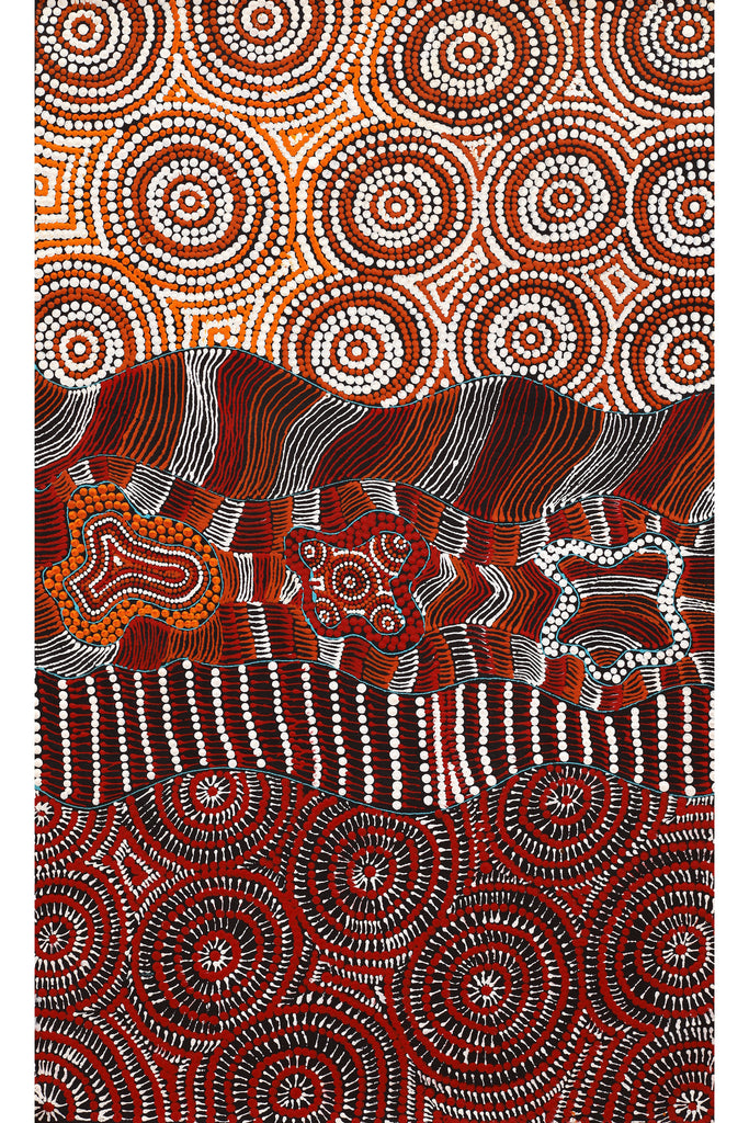 Aboriginal Artwork by Maggie Napangardi Williams, Janmarda Jukurrpa (Bush Onion Dreaming), 76x46cm