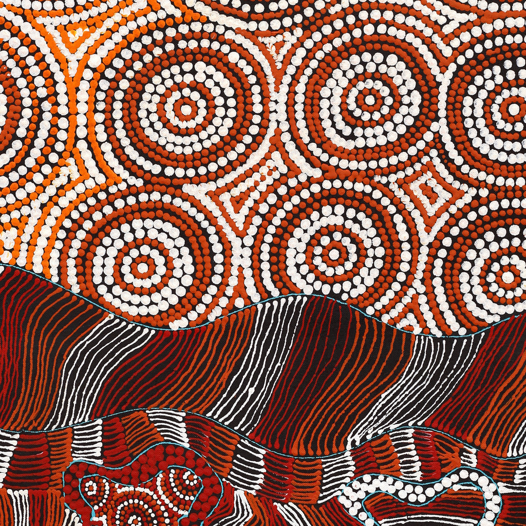Aboriginal Artwork by Maggie Napangardi Williams, Janmarda Jukurrpa (Bush Onion Dreaming), 76x46cm