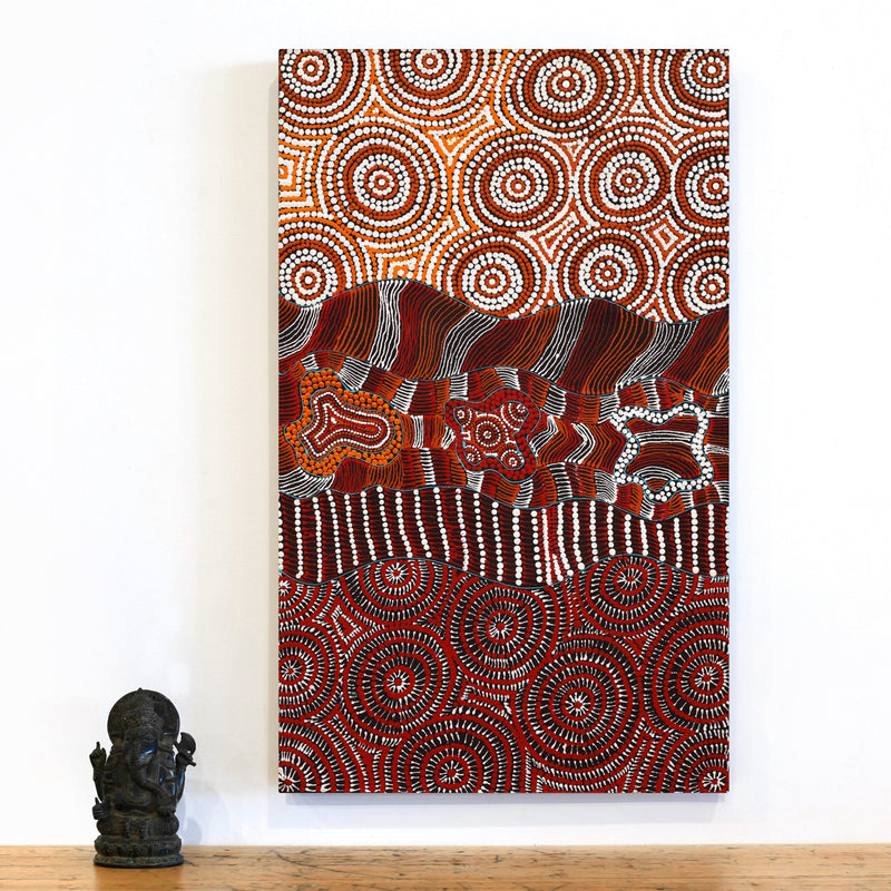 Aboriginal Artwork by Maggie Napangardi Williams, Janmarda Jukurrpa (Bush Onion Dreaming), 76x46cm