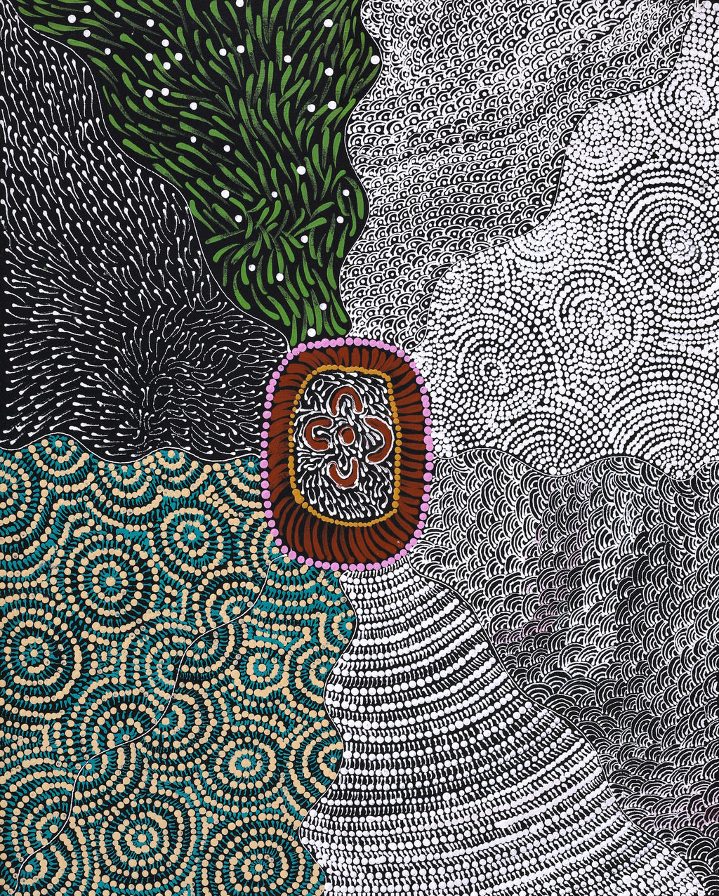 Aboriginal Artwork by Maggie Napangardi Williams, Janmarda Jukurrpa (Bush Onion Dreaming), 76x61cm