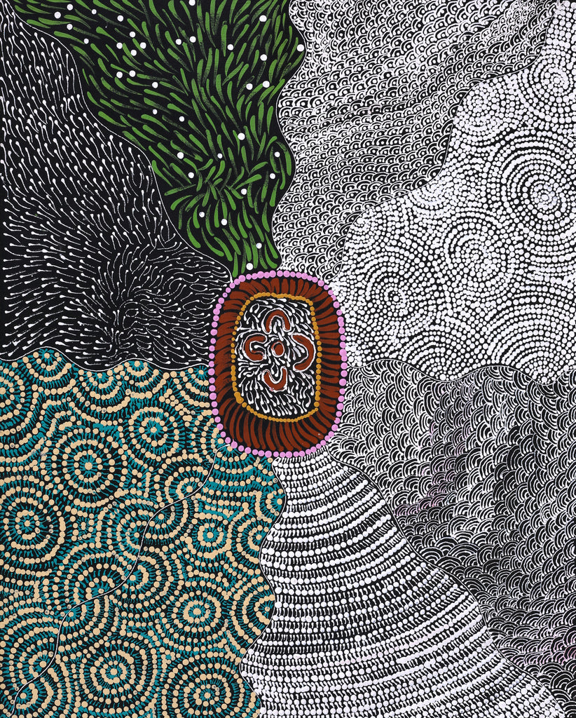Aboriginal Artwork by Maggie Napangardi Williams, Janmarda Jukurrpa (Bush Onion Dreaming), 76x61cm - ART ARK®