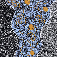 Aboriginal Artwork by Maggie Napangardi Williams, Janmarda Jukurrpa (Bush Onion Dreaming), 91x30cm