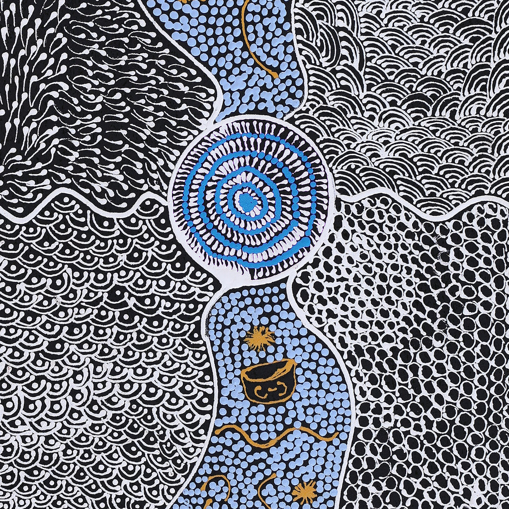 Aboriginal Artwork by Maggie Napangardi Williams, Janmarda Jukurrpa (Bush Onion Dreaming), 91x30cm