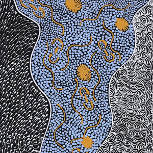 Aboriginal Artwork by Maggie Napangardi Williams, Janmarda Jukurrpa (Bush Onion Dreaming), 91x30cm - ART ARK®