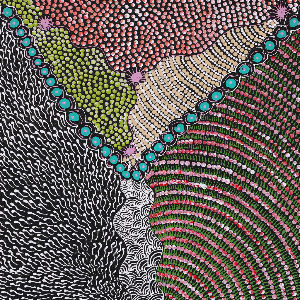 Aboriginal Artwork by Maggie Napangardi Williams, Janmarda Jukurrpa (Bush Onion Dreaming), 91x46cm