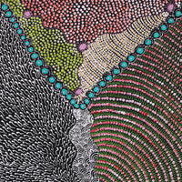 Aboriginal Artwork by Maggie Napangardi Williams, Janmarda Jukurrpa (Bush Onion Dreaming), 91x46cm