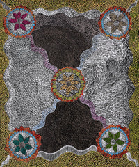 Aboriginal Artwork by Maggie Napangardi Williams, Janmarda Jukurrpa (Bush Onion Dreaming), 91x76cm