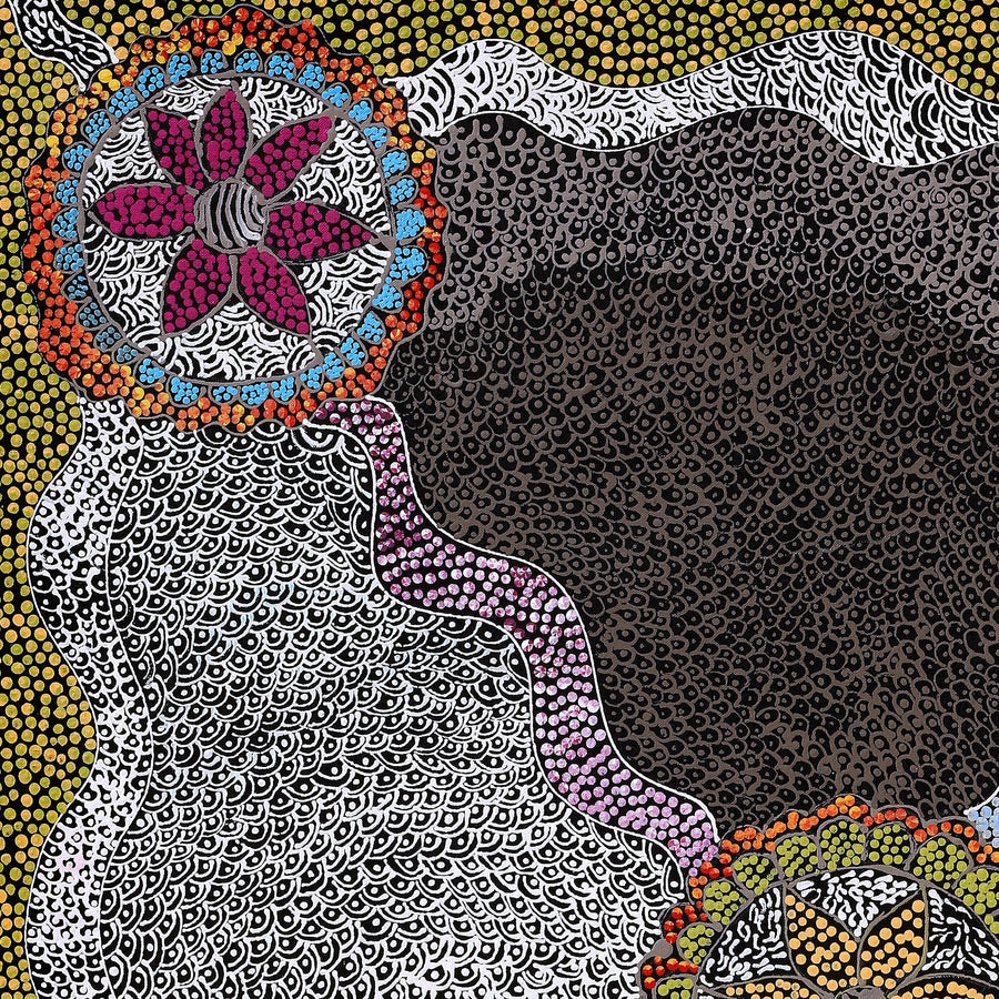 Aboriginal Artwork by Maggie Napangardi Williams, Janmarda Jukurrpa (Bush Onion Dreaming), 91x76cm