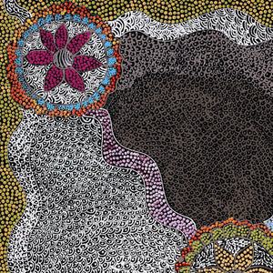 Aboriginal Art by Maggie Napangardi Williams, Janmarda Jukurrpa (Bush Onion Dreaming), 91x76cm - ART ARK®