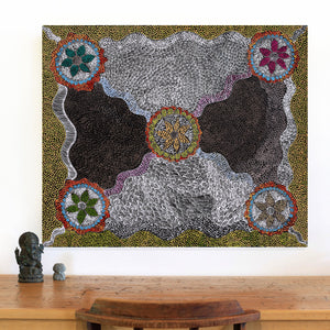 Aboriginal Art by Maggie Napangardi Williams, Janmarda Jukurrpa (Bush Onion Dreaming), 91x76cm - ART ARK®