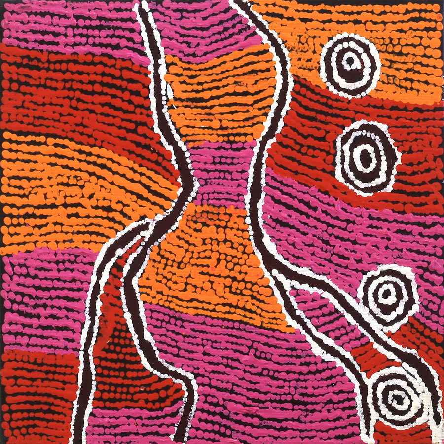 Aboriginal Artwork by Maggie Napaljarri Ross, Janganpa Jukurrpa - Mawurrji, 30x30cm