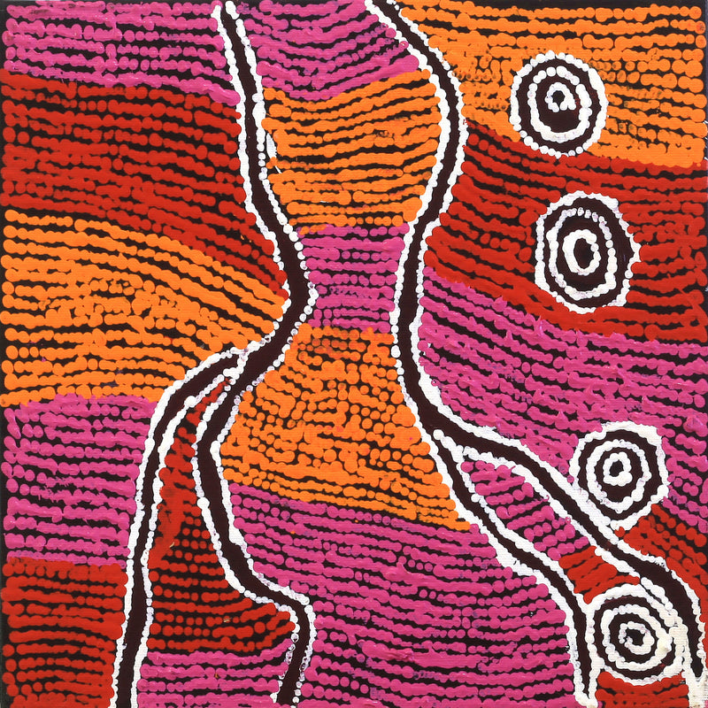 Aboriginal Artwork by Maggie Napaljarri Ross, Janganpa Jukurrpa - Mawurrji, 30x30cm