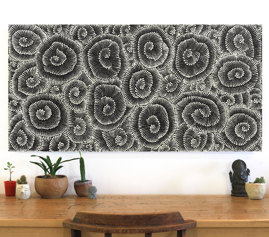 Aboriginal Artwork by Maria Nampijinpa Brown, Pamapardu Jukurrpa (Flying Ant Dreaming) - Warntungurru, 122x61cm