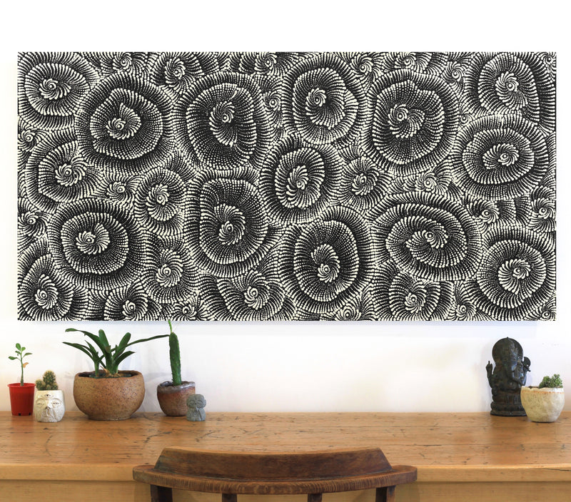 Aboriginal Artwork by Maria Nampijinpa Brown, Pamapardu Jukurrpa (Flying Ant Dreaming) - Warntungurru, 122x61cm