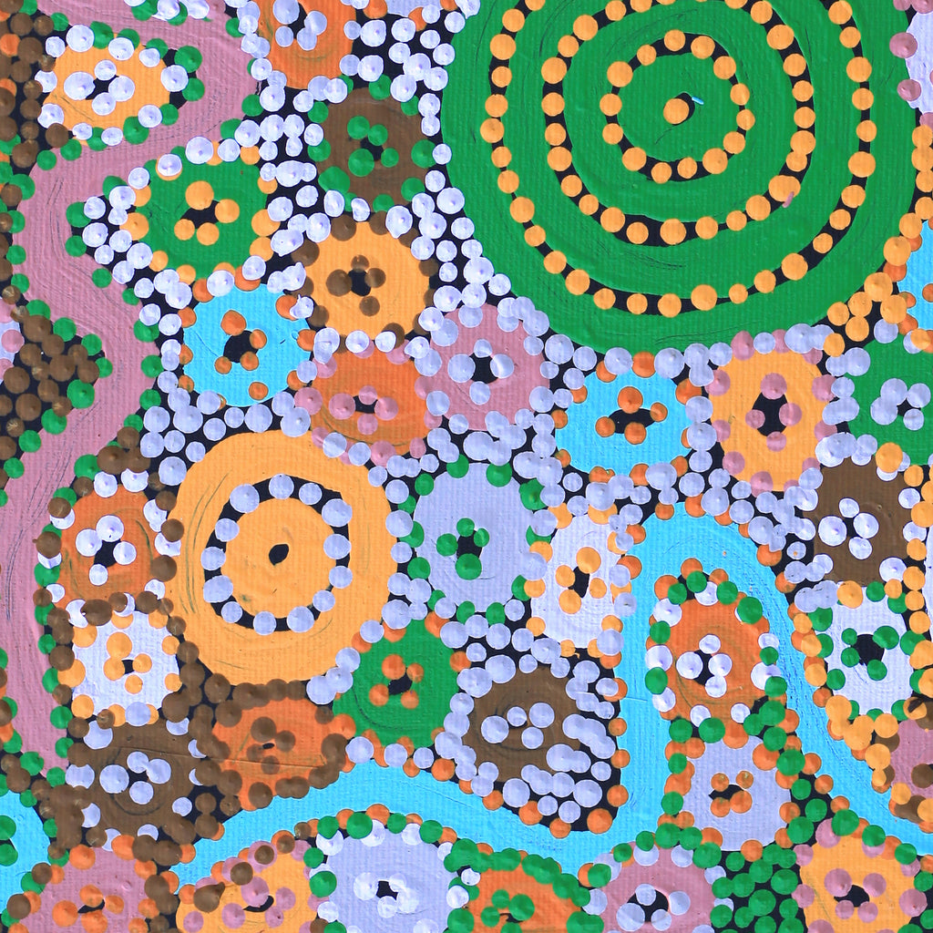 Aboriginal Artwork by Maisie Nungarrayi Ward, Kurrkara Jukurrpa (Desert Oak Dreaming) - Mina Mina, 30x30cm - ART ARK®