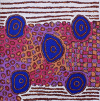Aboriginal Artwork by Maisie Nungarrayi Ward, Kurrkara Jukurrpa (Desert Oak Dreaming) - Mina Mina, 46x46cm
