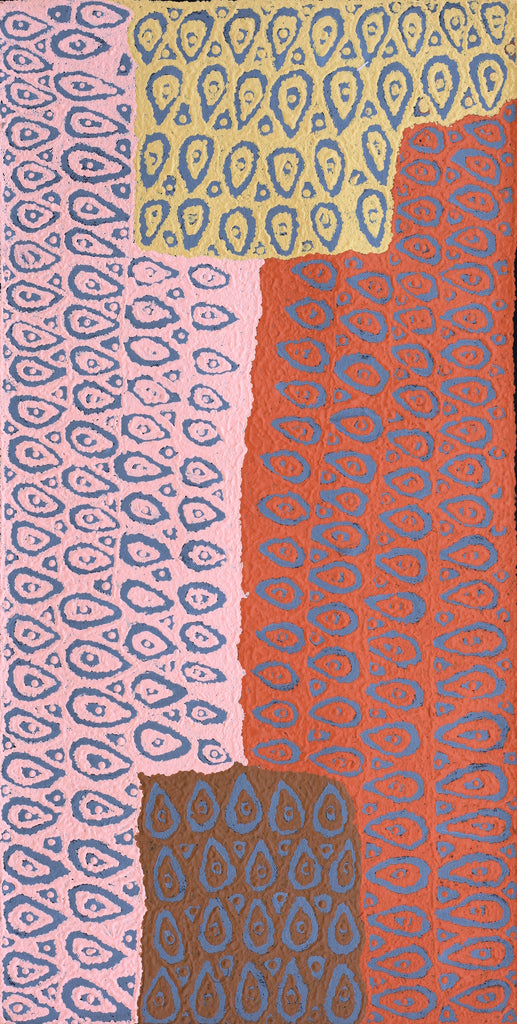 Aboriginal Artwork by Maisie Napurrurla Wayne, Lukarrara Jukurrpa (Desert Fringe-rush Seed Dreaming), 61x30cm