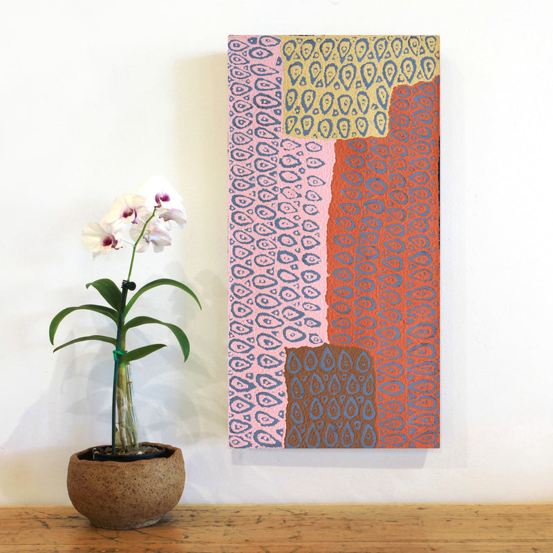 Aboriginal Artwork by Maisie Napurrurla Wayne, Lukarrara Jukurrpa (Desert Fringe-rush Seed Dreaming), 61x30cm