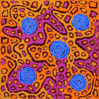 Aboriginal Artwork by Maisie Nungarrayi Ward, Kurrkara Jukurrpa (Desert Oak Dreaming) - Mina Mina, 30x30cm