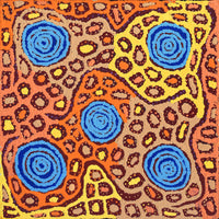 Aboriginal Artwork by Maisie Nungarrayi Ward, Kurrkara Jukurrpa (Desert Oak Dreaming) - Mina Mina, 30x30cm