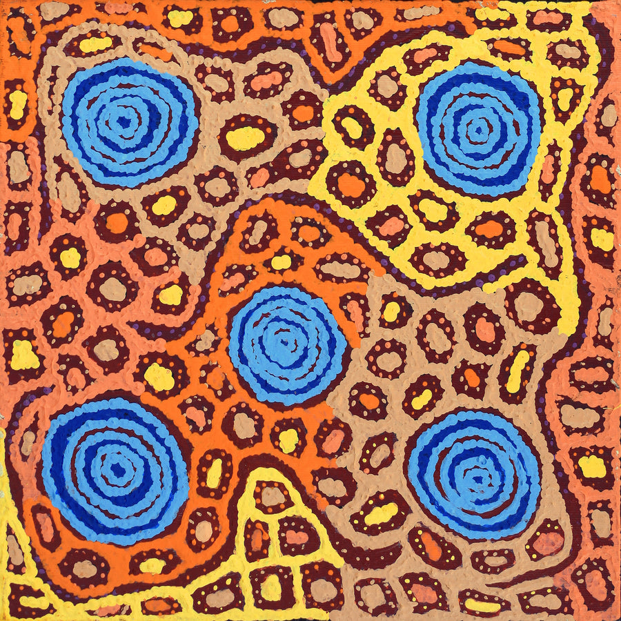 Aboriginal Artwork by Maisie Nungarrayi Ward, Kurrkara Jukurrpa (Desert Oak Dreaming) - Mina Mina, 30x30cm