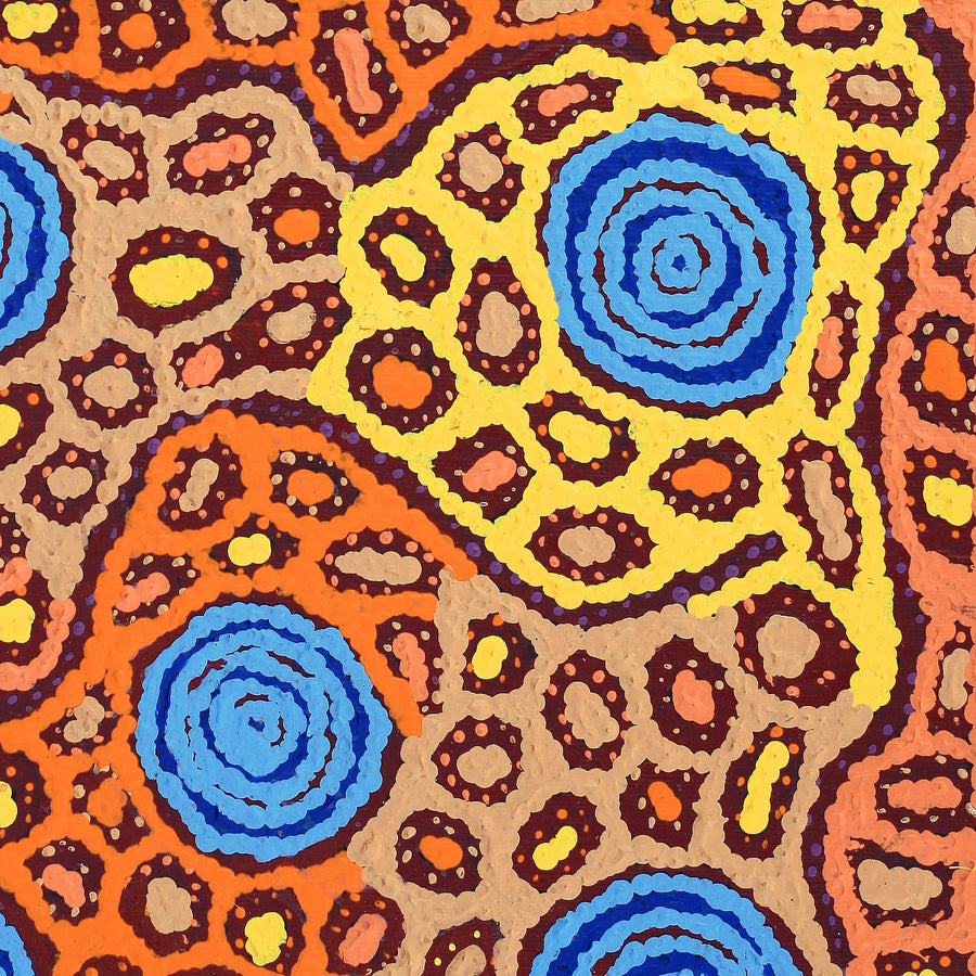 Aboriginal Artwork by Maisie Nungarrayi Ward, Kurrkara Jukurrpa (Desert Oak Dreaming) - Mina Mina, 30x30cm