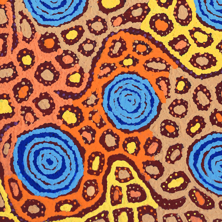 Aboriginal Artwork by Maisie Nungarrayi Ward, Kurrkara Jukurrpa (Desert Oak Dreaming) - Mina Mina, 30x30cm