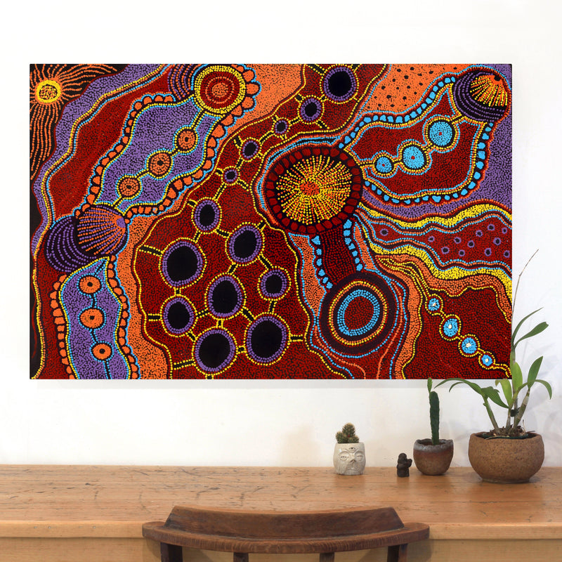 Aboriginal Artwork by Makiniti Minutjukur, Ernabella Area, 107x70cm