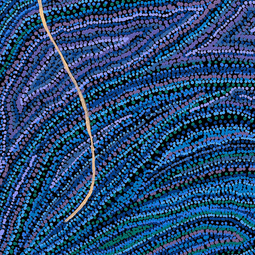 Aboriginal Artwork by Marcia Nangala Dixon, Ngapa Jukurrpa (Water Dreaming) - Puyurru, 91x76cm