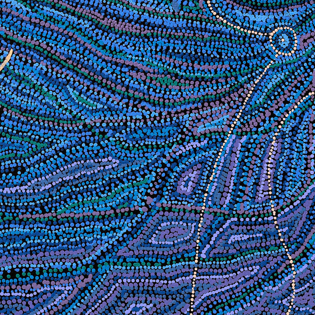 Aboriginal Artwork by Marcia Nangala Dixon, Ngapa Jukurrpa (Water Dreaming) - Puyurru, 91x76cm