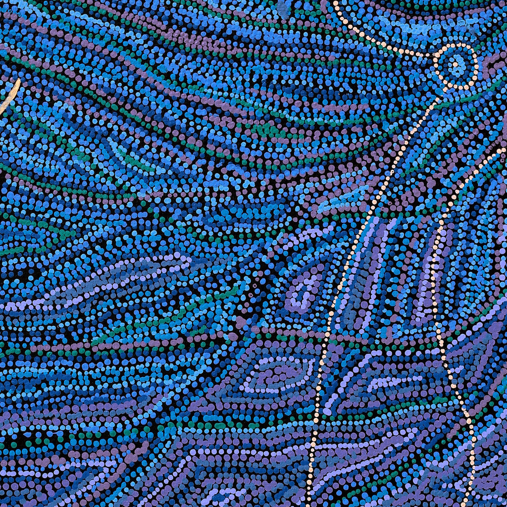 Aboriginal Artwork by Marcia Nangala Dixon, Ngapa Jukurrpa (Water Dreaming) - Puyurru, 91x76cm - ART ARK®