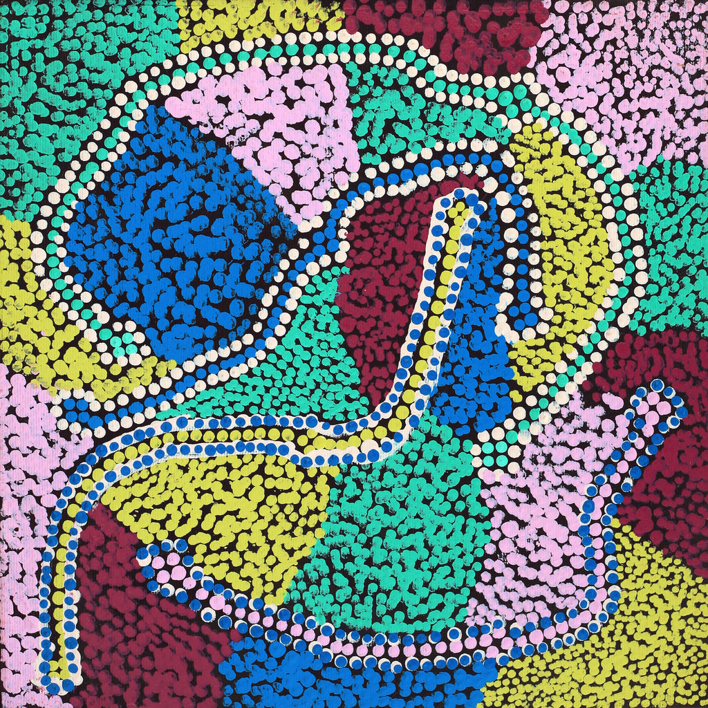 Aboriginal Artwork by Marcia Nangala Dixon, Ngapa Jukurrpa (Water Dreaming) - Puyurru, 30x30cm