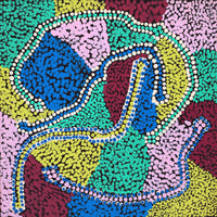 Aboriginal Artwork by Marcia Nangala Dixon, Ngapa Jukurrpa (Water Dreaming) - Puyurru, 30x30cm