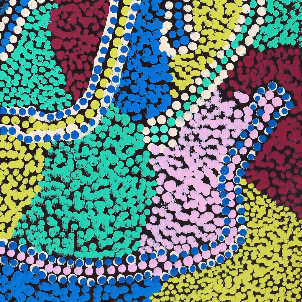 Aboriginal Artwork by Marcia Nangala Dixon, Ngapa Jukurrpa (Water Dreaming) - Puyurru, 30x30cm