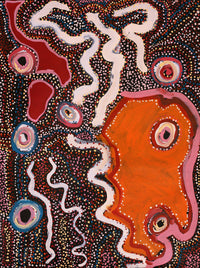 Aboriginal Artwork by Margaret Donegan, Wati Kutjara Wanampi, 101x76cm