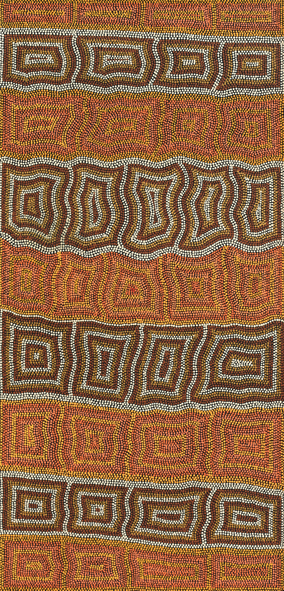 Aboriginal Art by Margaret Donegan, Kungkarangkalpa (Seven Sisters Story), 127x61cm - ART ARK®