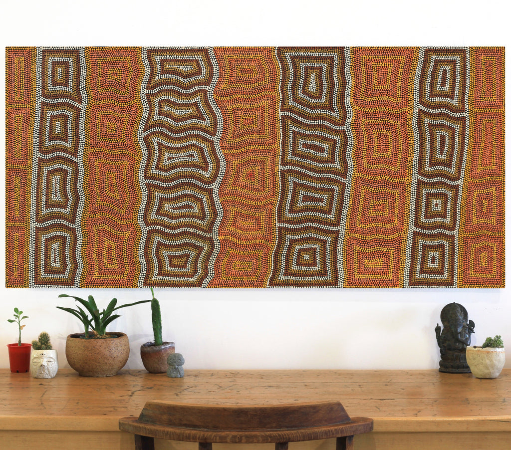 Aboriginal Artwork by Margaret Donegan, Kungkarangkalpa (Seven Sisters Story), 127x61cm