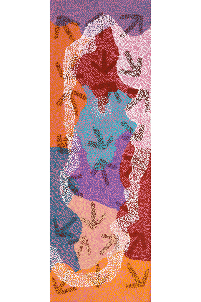 Aboriginal Artwork by Margaret Nangala Gallagher, Yankirri Jukurrpa (Emu Dreaming), 183x61cm