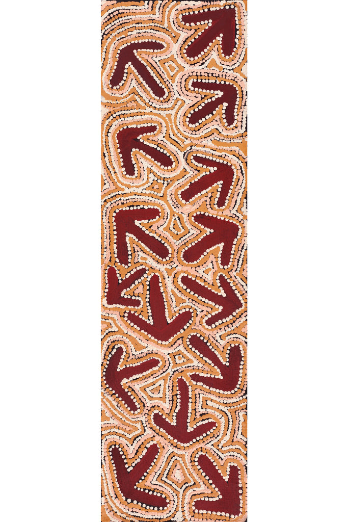 Aboriginal Artwork by Margaret Nangala Gallagher, Yankirri Jukurrpa (Emu Dreaming), 107x30cm