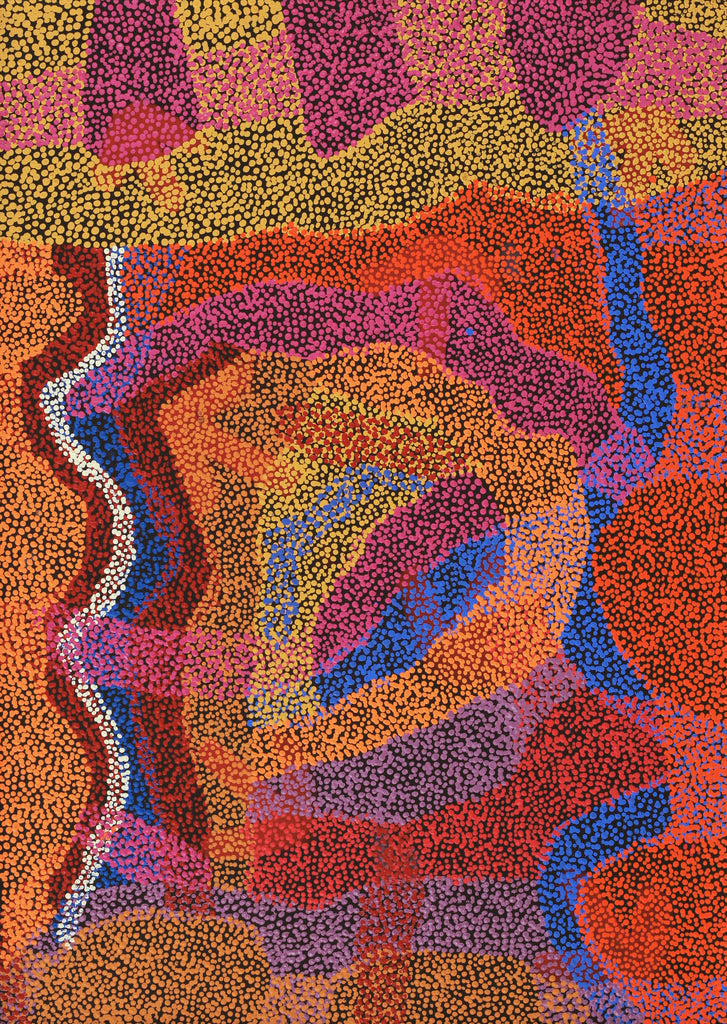 Aboriginal Artwork by Margaret Nangala Gallagher, Yankirri Jukurrpa (Emu Dreaming), 107x76cm