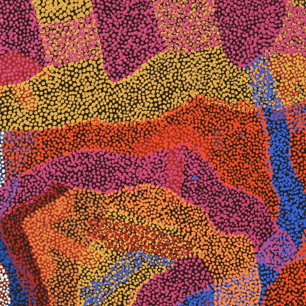 Aboriginal Artwork by Margaret Nangala Gallagher, Yankirri Jukurrpa (Emu Dreaming), 107x76cm